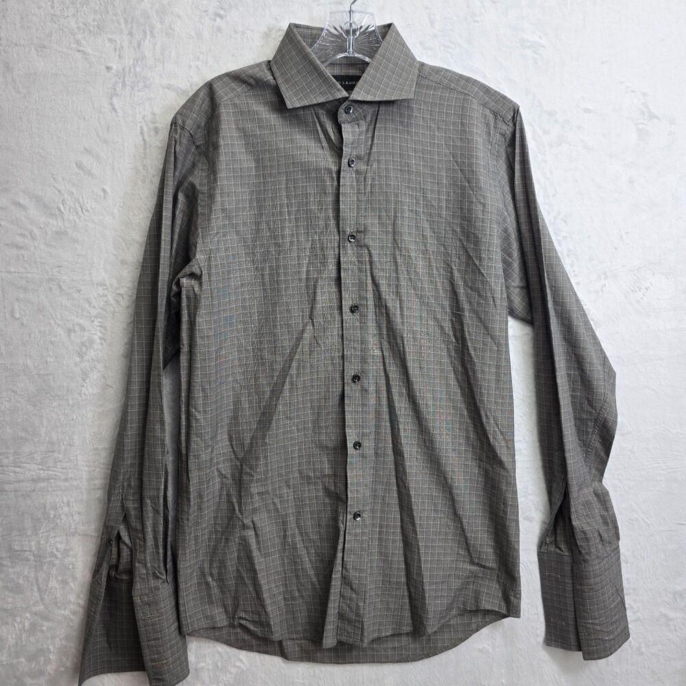 Ralph Lauren Black Label Dress Shirt Mens Size 15 Brown Italy French Cuff